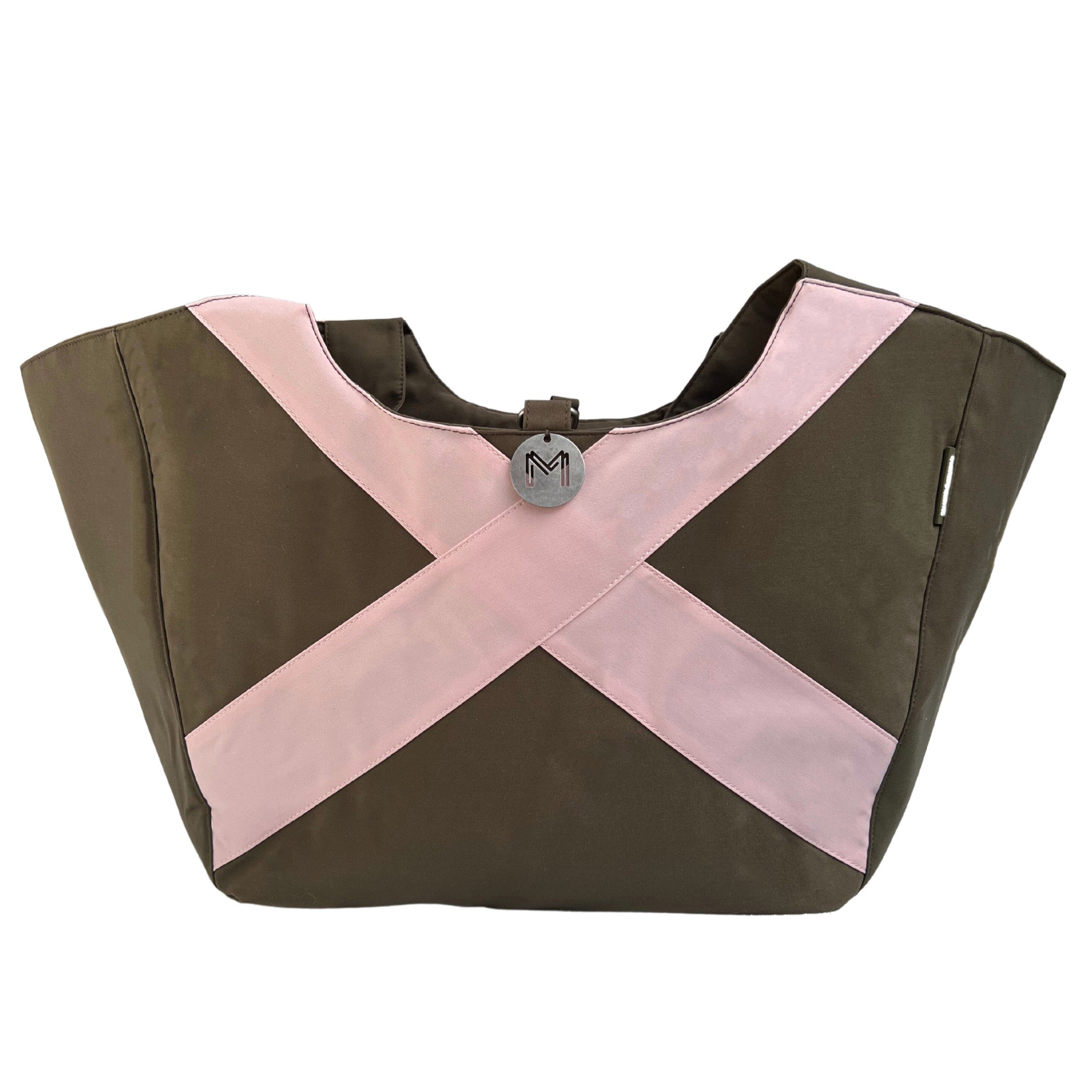 Cove Carry-All - Khaki with Pastel Pink Cross (ONLY 2 LEFT)