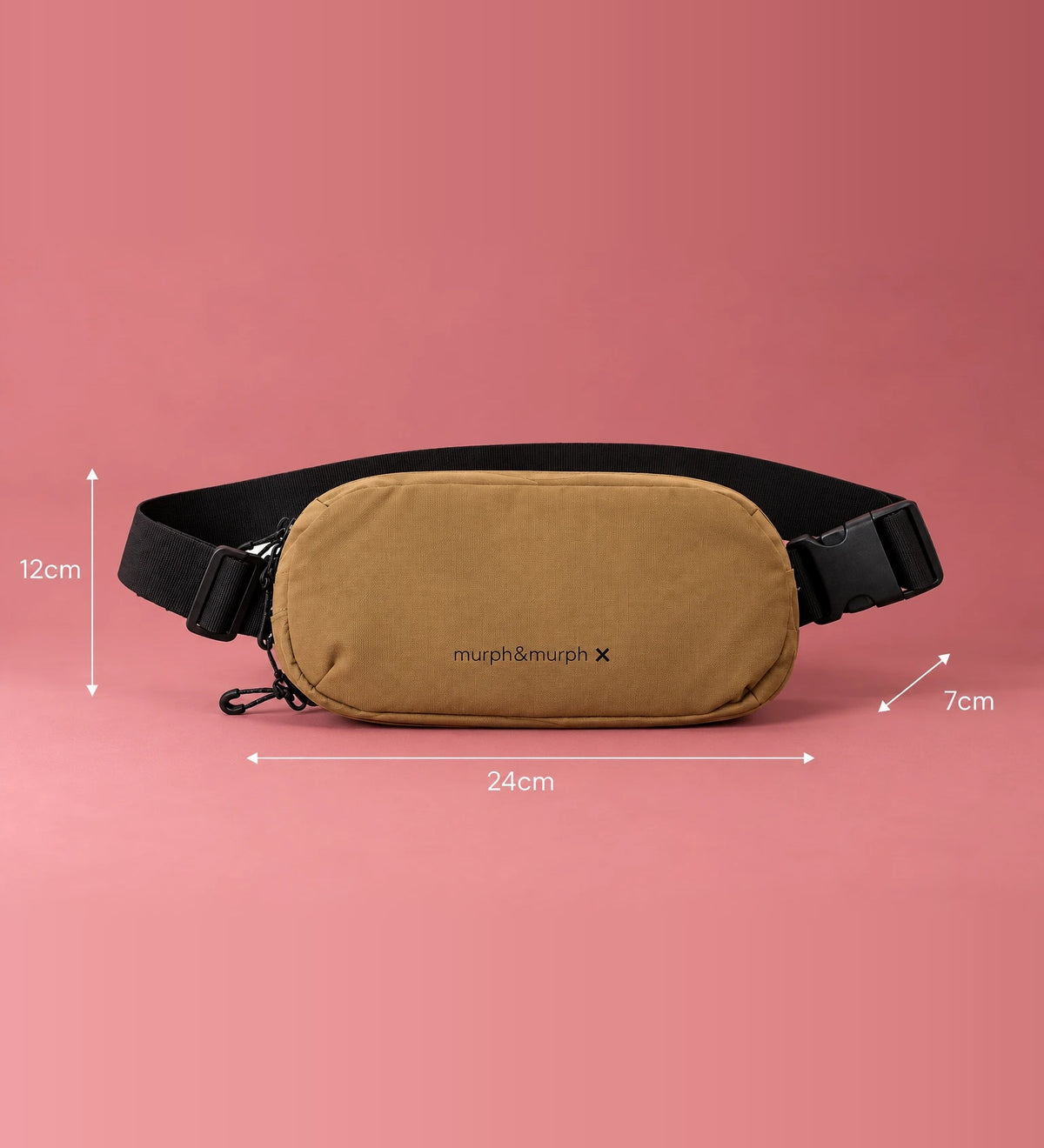 Anywhere Waist Bag dimensions: 24cm wide, 12cm high, 7cm deep