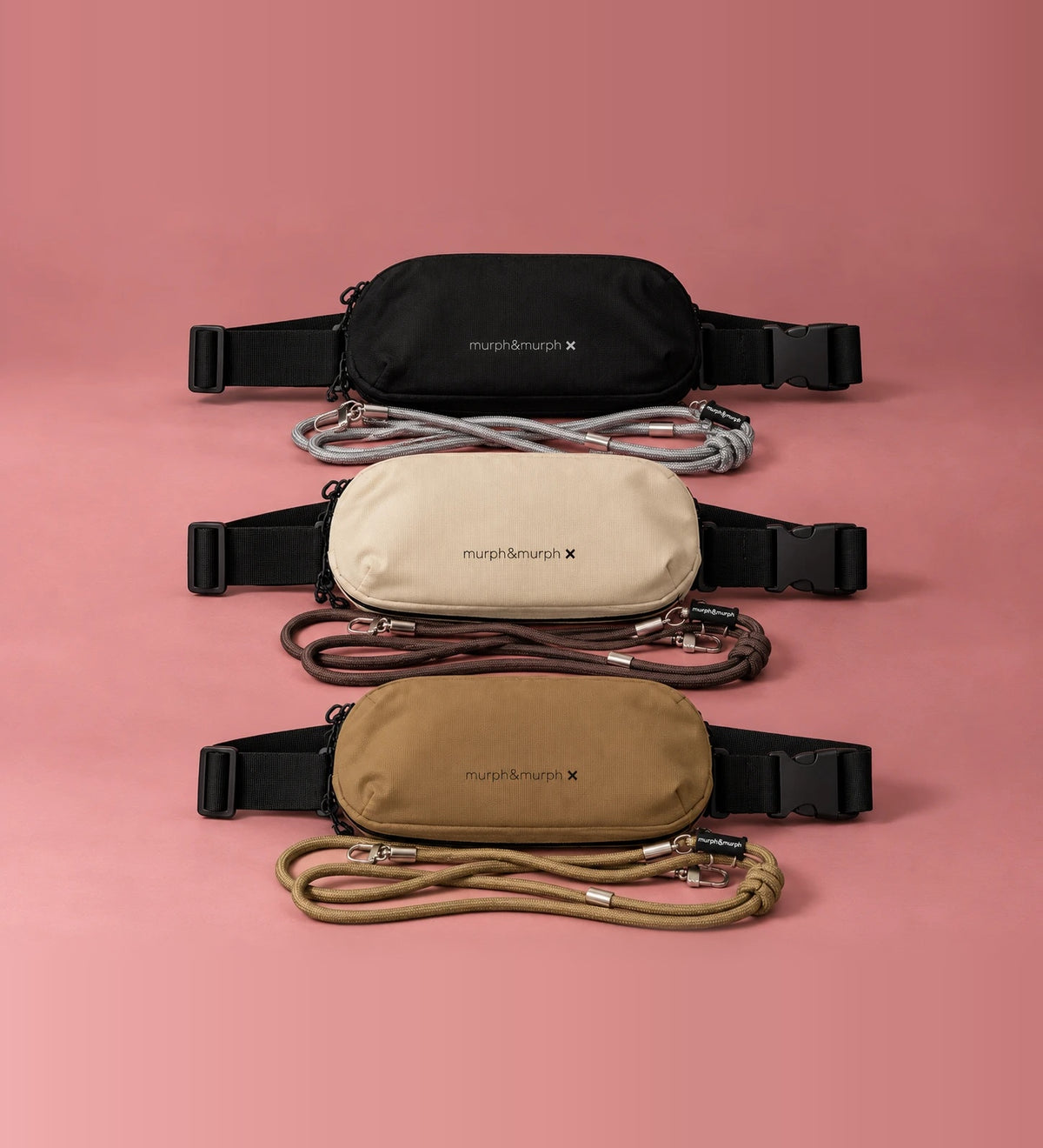 Anywhere Waist Bag in Black, Cream and Khaki Brown